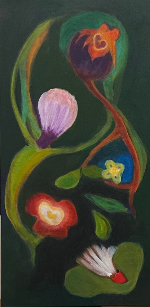 Jude Tulloch Decorative Artwork with leaf and flower motifs designed for a Balinese inspired resort interior